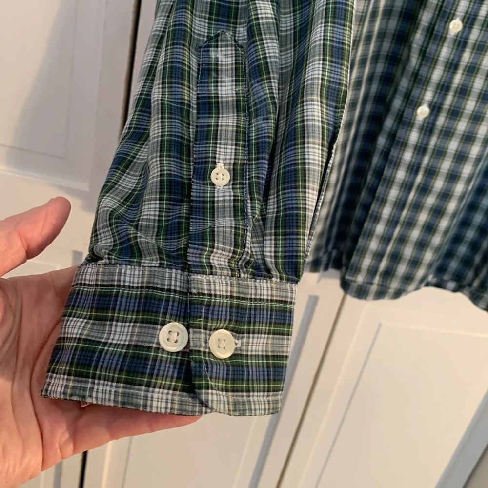 Sun River Clothing Company XL Green & Blue Plaid Button-Down Shirt EUC - Picture 4 of 8